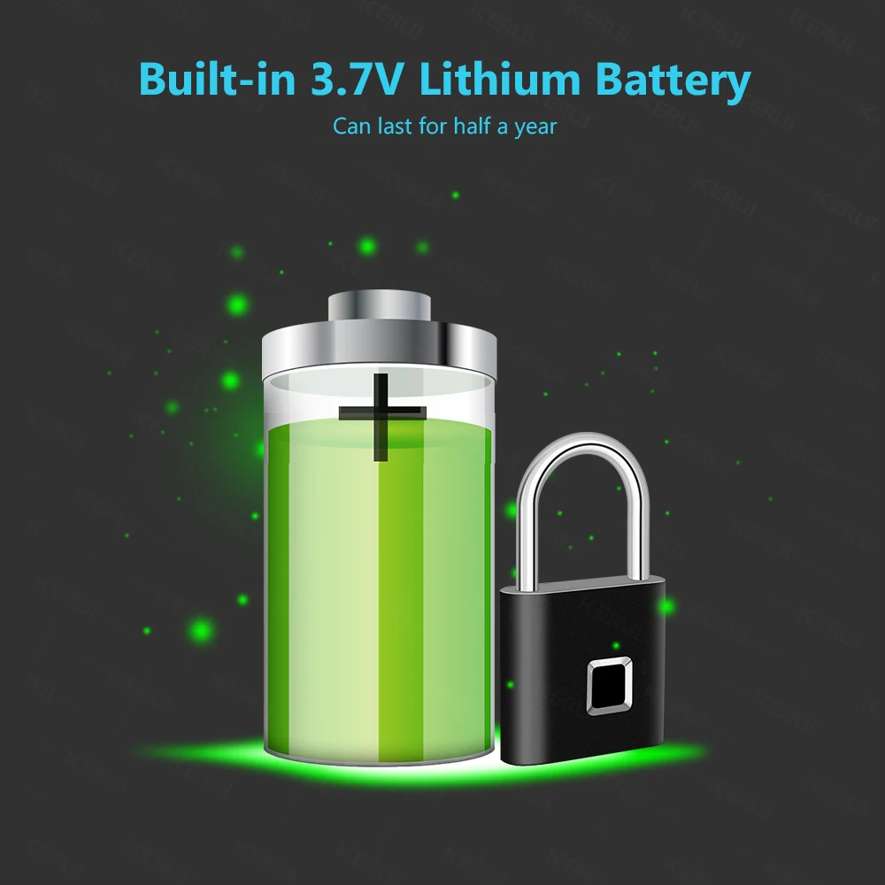 Smart Door Fingerprint Padlock USB Rechargeable Mini Size Finger Touch Lock - Image 4