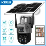 2K 4G SIM WIFI Solar Panel Dual Lens Camera Home Security CCTV Video Surveillance