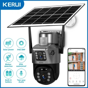 2K 4G SIM WIFI Solar Panel Dual Lens Camera Home Security CCTV Video Surveillance