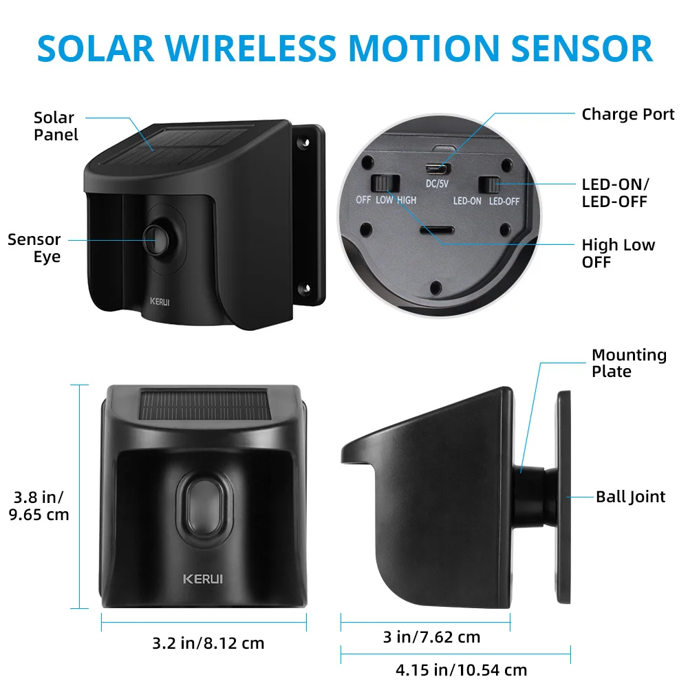 Driveway Alarm System with Solar Powered Motion Sensor Detector - Image 5